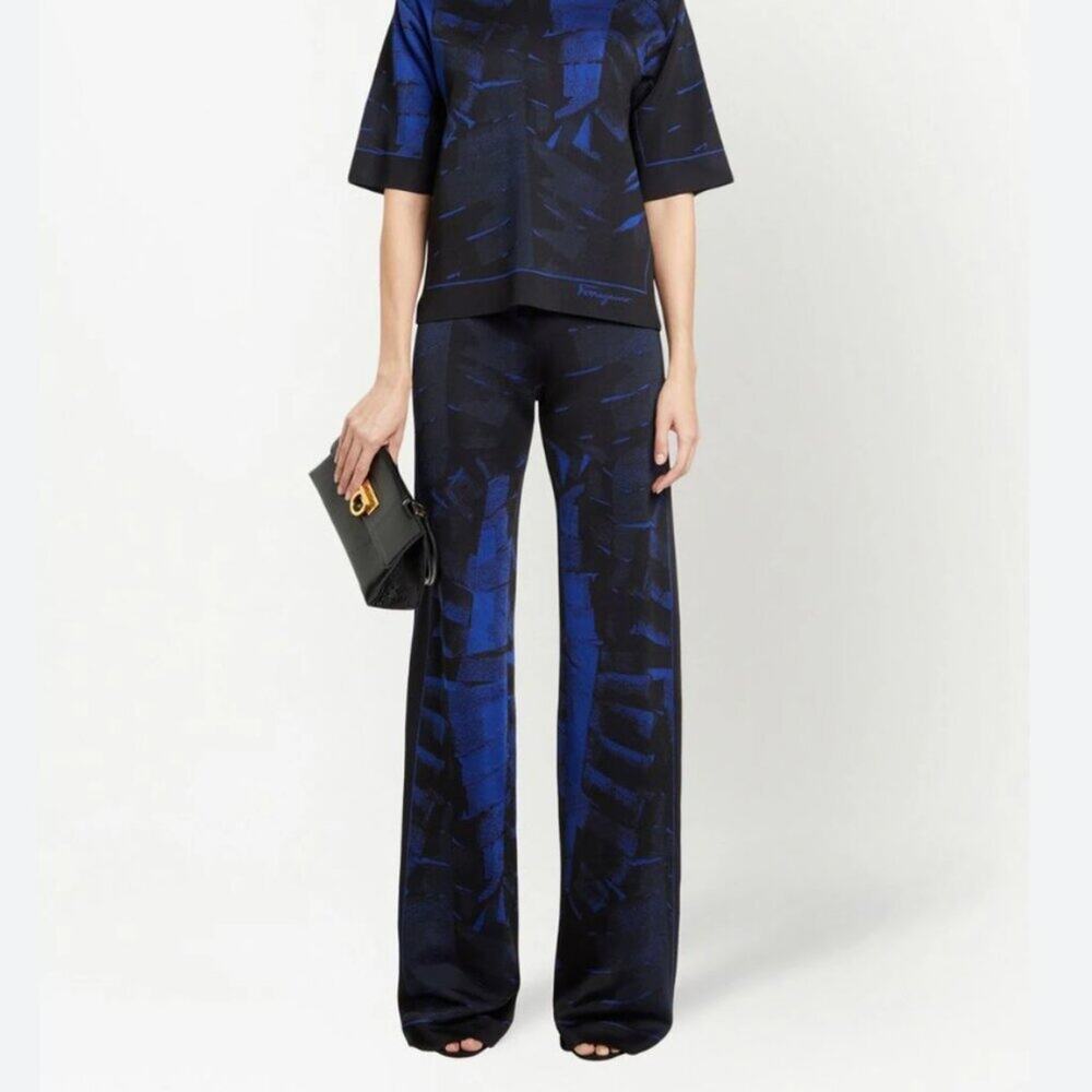 Salvatore Ferragamo Jacquard Palm Print Trousers